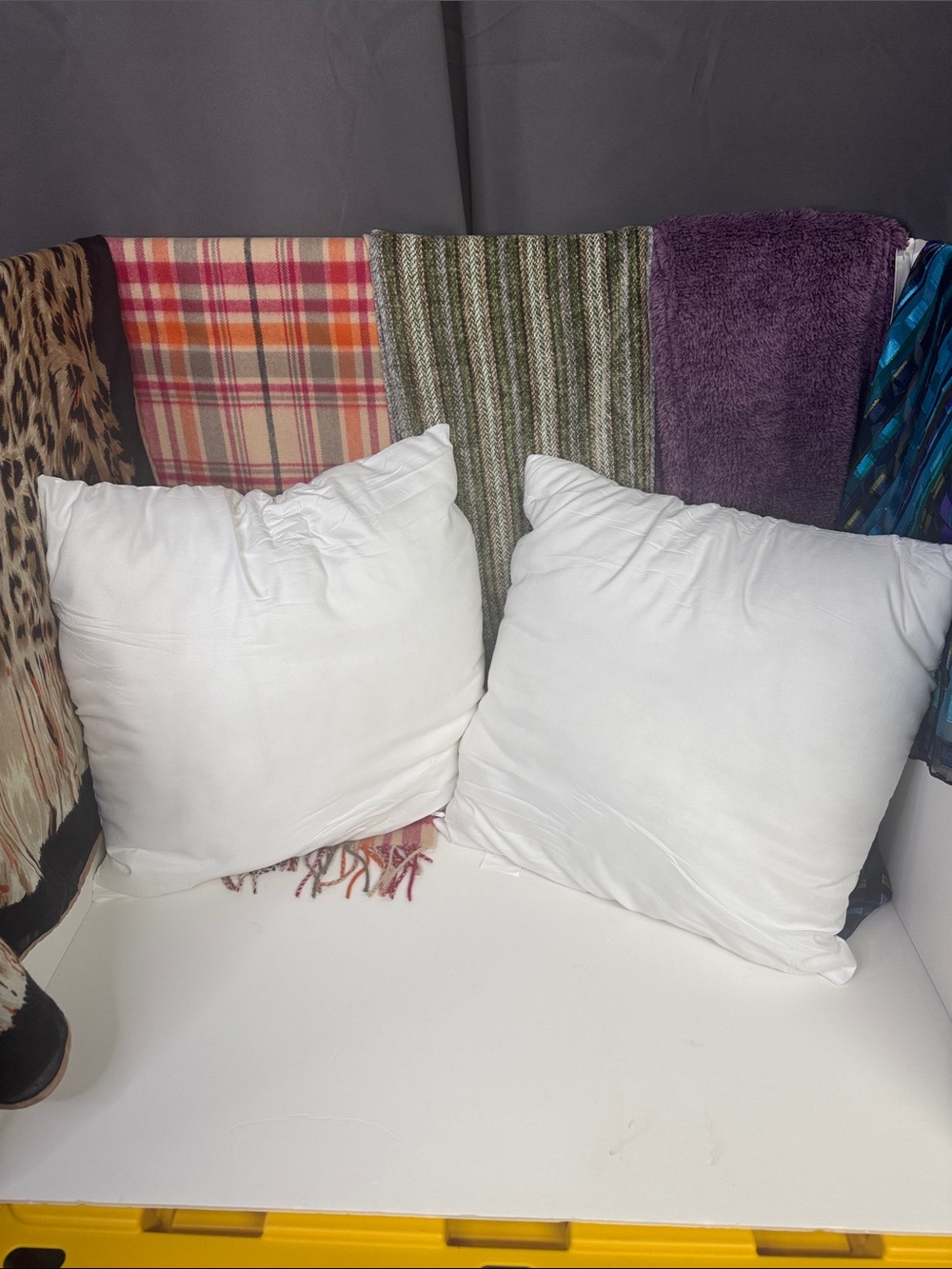Set of 2 White Square Throw Pillow Forms